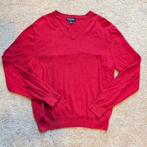 Brooks Brothers Sweater Mens XL Red 100% Supima Cotton V-Neck Pullover